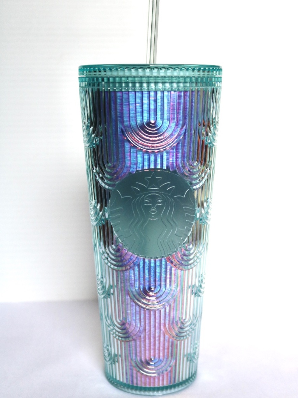 STARBUCKS Iridescent Tumbler with Straw Siren 710ml 24oz Travel Cup